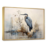 Blue Great Heron In Miminal Harmony - Animals Canvas Wall Art