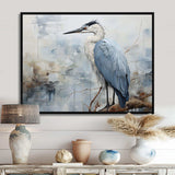 Blue Great Heron In Miminal Harmony I - Animals Canvas Wall Art