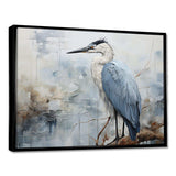 Blue Great Heron In Miminal Harmony I - Animals Canvas Wall Art