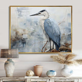 Blue Great Heron In Miminal Harmony I - Animals Canvas Wall Art