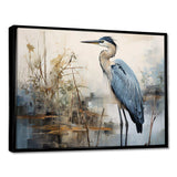 Blue Great Heron In Miminal Harmony II - Animals Canvas Wall Art