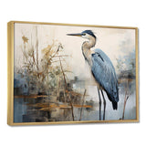 Blue Great Heron In Miminal Harmony II - Animals Canvas Wall Art