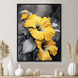 Yellow And Grey Hibiscus Serenade I - Floral Canvas Wall Art