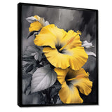 Yellow And Grey Hibiscus Serenade I - Floral Canvas Wall Art