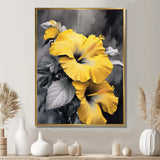 Yellow And Grey Hibiscus Serenade I - Floral Canvas Wall Art