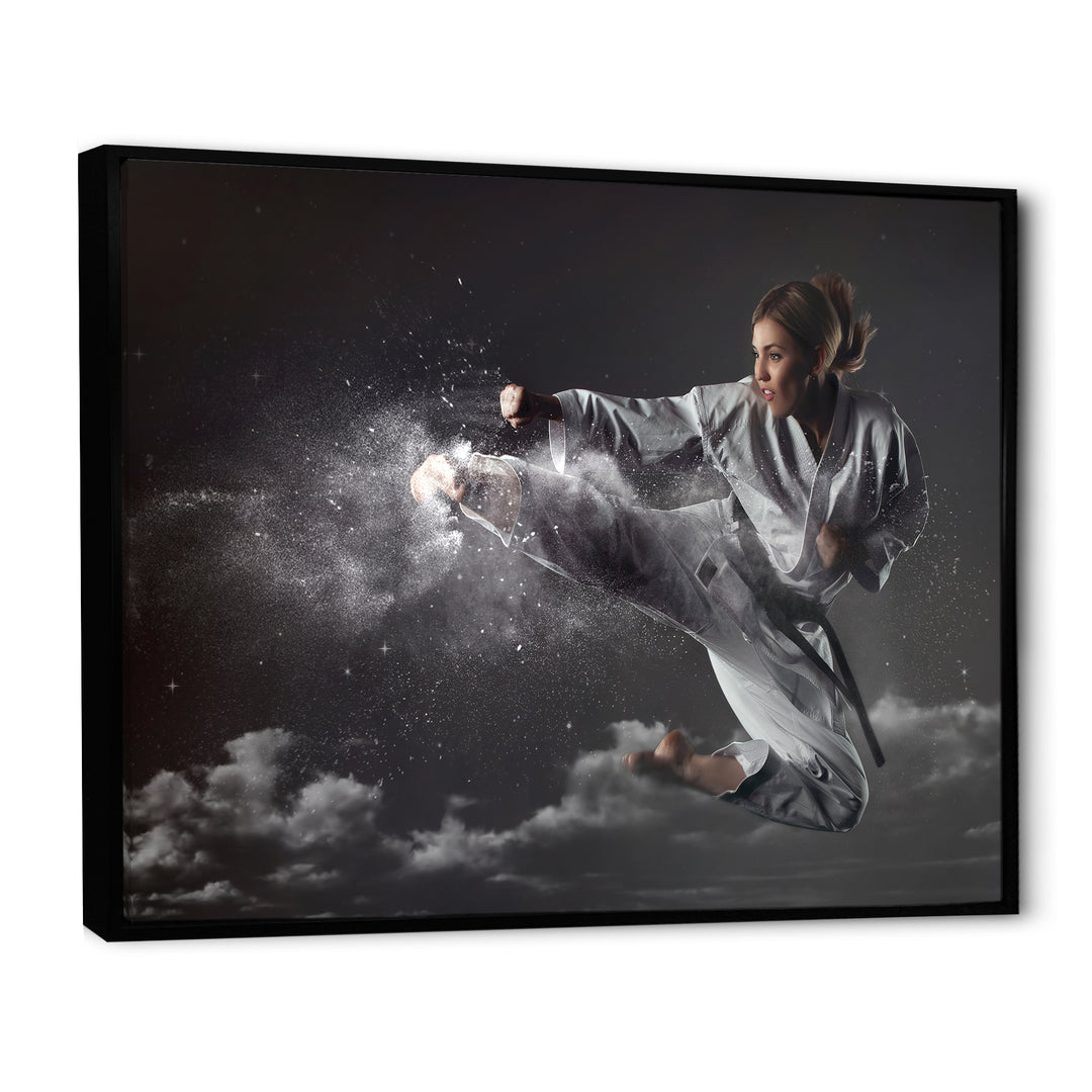 In Air Karate Martial Art Kick - Martial Arts Canvas Wall Art