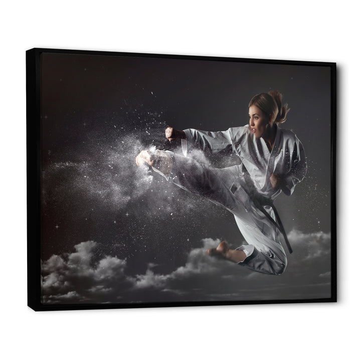 In Air Karate Martial Art Kick - Martial Arts Canvas Wall Art