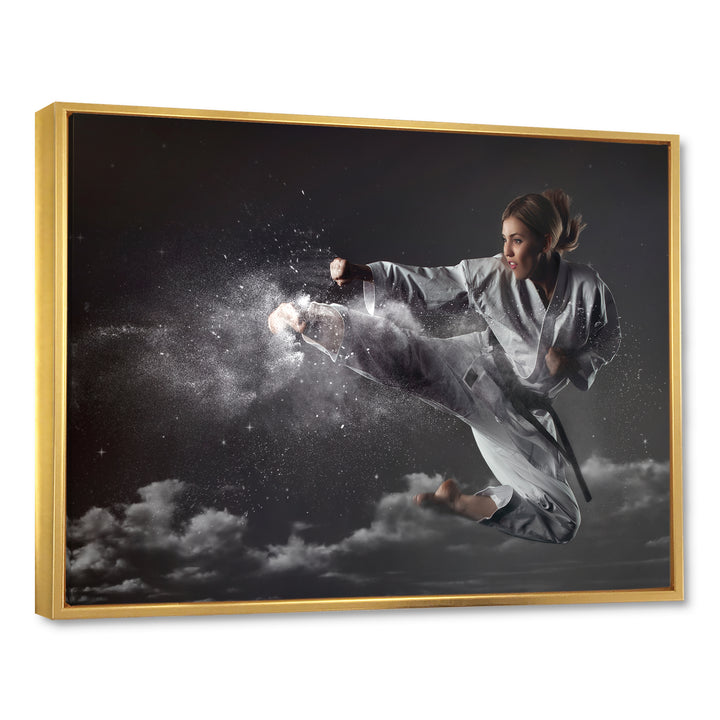 In Air Karate Martial Art Kick - Martial Arts Canvas Wall Art