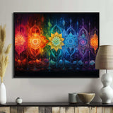 Hindu Chakras Radiant Rainbow - Spiritual Canvas Wall Art