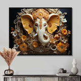 Hindu Ganesha Elephant Dog Turmeric Tints I - Spiritual Canvas Wall Art