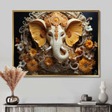 Hindu Ganesha Elephant Dog Turmeric Tints I - Spiritual Canvas Wall Art