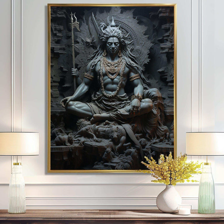 Hinduism Shivas Somber Slate - Spiritual Canvas Wall Art