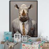 Business Hippo Portrait - Hippopotamus Large Canvas Wall Art