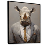 Business Hippo Portrait - Hippopotamus Large Canvas Wall Art