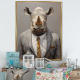Business Hippo Portrait - Hippopotamus Large Canvas Wall Art