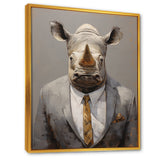 Business Hippo Portrait - Hippopotamus Large Canvas Wall Art
