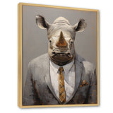 Business Hippo Portrait - Hippopotamus Large Canvas Wall Art