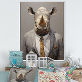 Business Hippo Portrait - Hippopotamus Large Canvas Wall Art