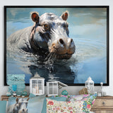 Lakeside Hippo - Hippopotamus Living Room Wall Art