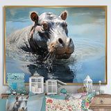 Lakeside Hippo - Hippopotamus Living Room Wall Art