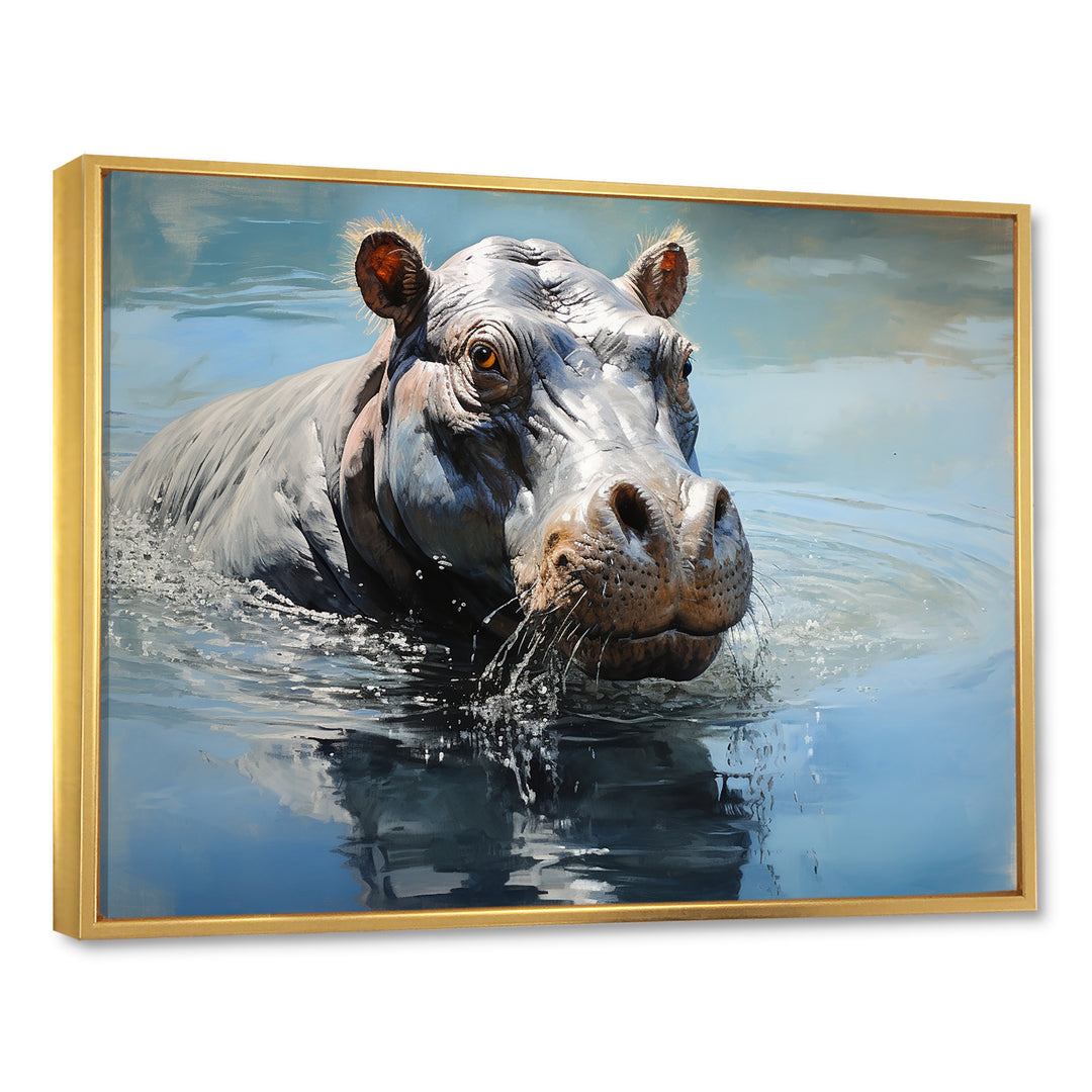 Lakeside Hippo - Hippopotamus Living Room Wall Art