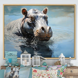 Lakeside Hippo - Hippopotamus Living Room Wall Art