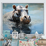 Lakeside Hippo - Hippopotamus Living Room Wall Art