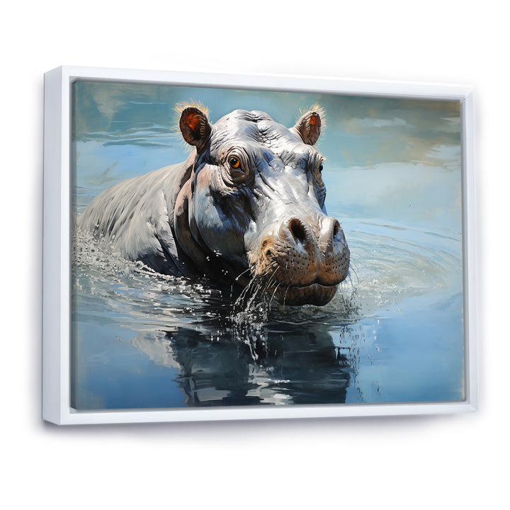 Lakeside Hippo - Hippopotamus Living Room Wall Art