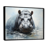 Minimalism Grey Hippo - Hippopotamus Bedroom Wall Art