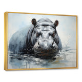 Minimalism Grey Hippo - Hippopotamus Bedroom Wall Art