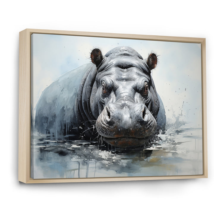 Minimalism Grey Hippo - Hippopotamus Bedroom Wall Art