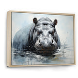 Minimalism Grey Hippo - Hippopotamus Bedroom Wall Art
