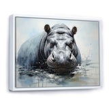 Minimalism Grey Hippo - Hippopotamus Bedroom Wall Art