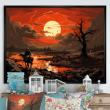 Dessert Journey At Sunset - Horse Canvas Wall Art