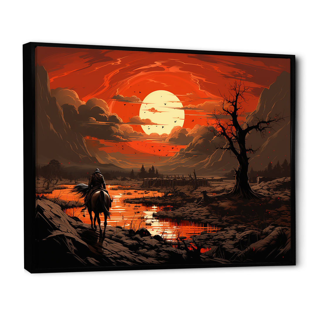 Dessert Journey At Sunset - Horse Canvas Wall Art