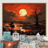 Dessert Journey At Sunset - Horse Canvas Wall Art