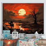 Dessert Journey At Sunset - Horse Canvas Wall Art