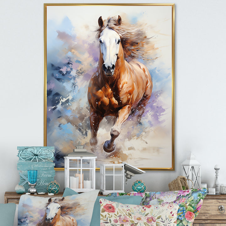 Galloping Horse In Action - Horse Large Canvas Wall Art