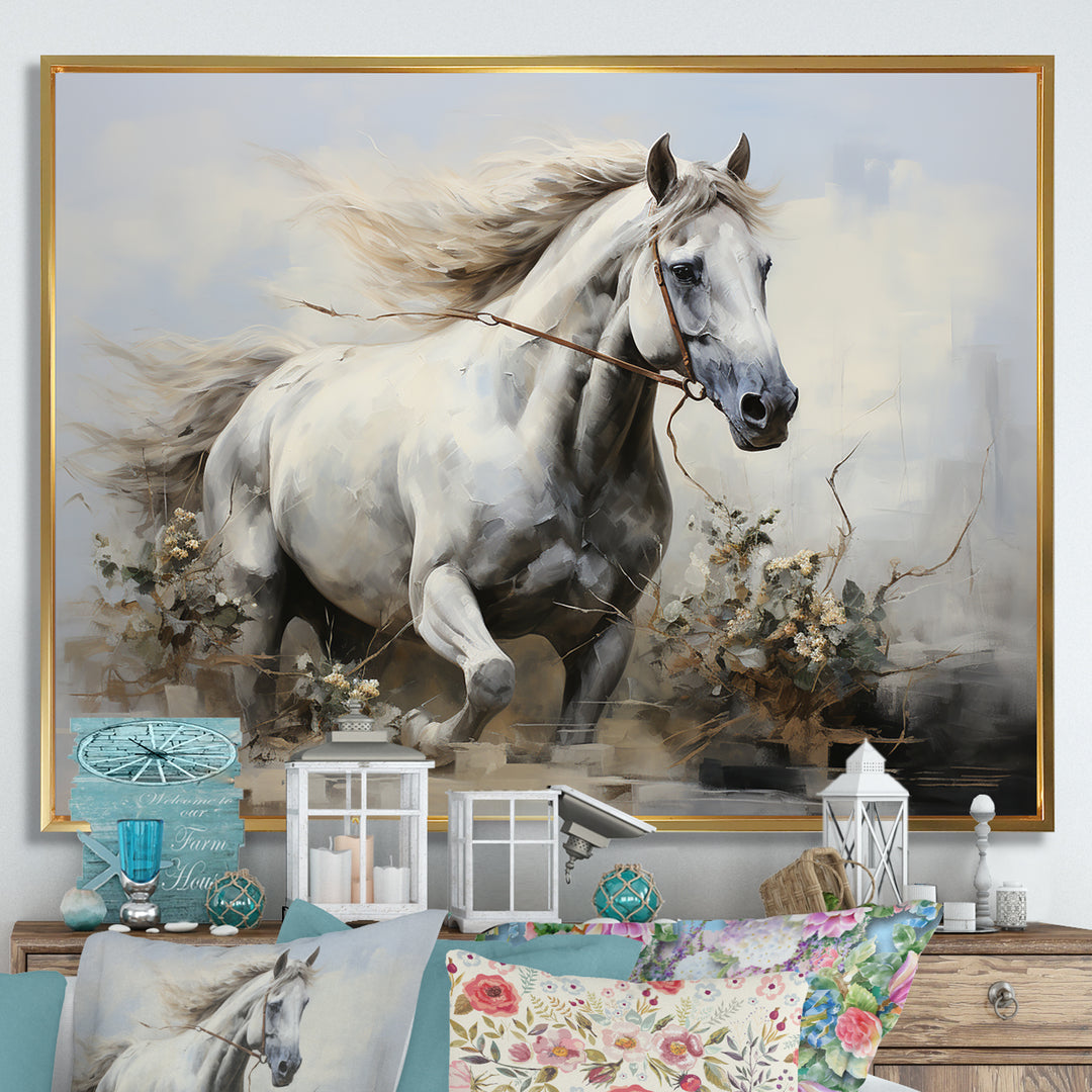 Minimalist Horse Stride - Horse Canvas Wall Art