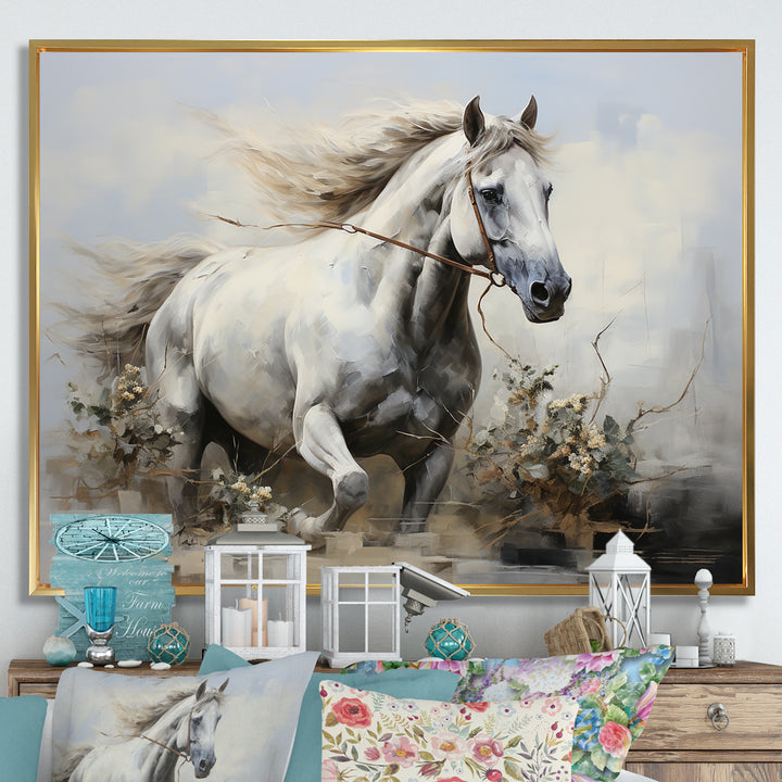 Minimalist Horse Stride - Horse Canvas Wall Art