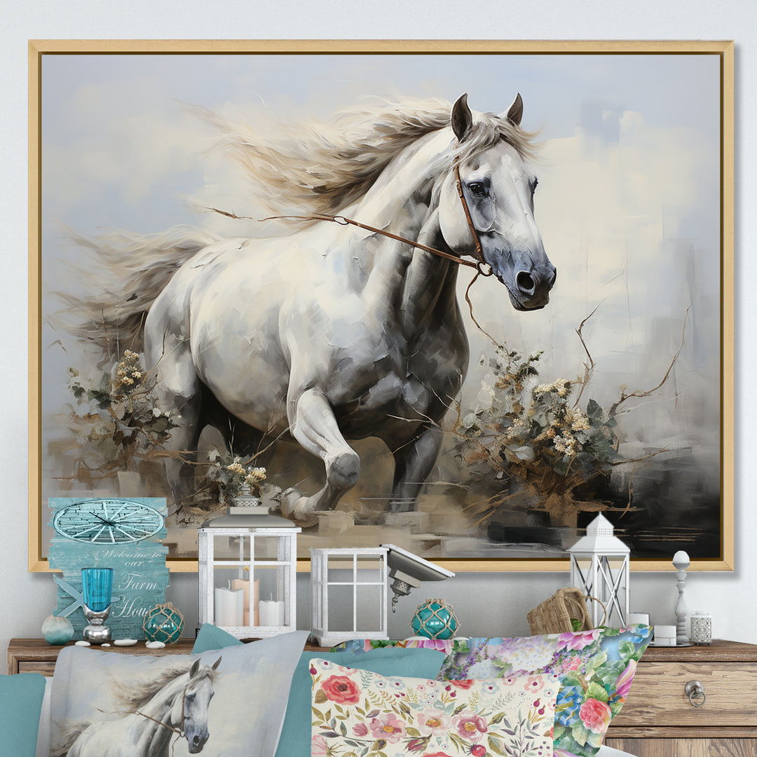 Minimalist Horse Stride - Horse Canvas Wall Art