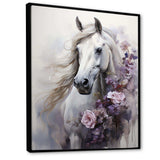 Majestic Flower Beauty Horse - Animals Canvas Wall Art