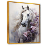 Majestic Flower Beauty Horse - Animals Canvas Wall Art