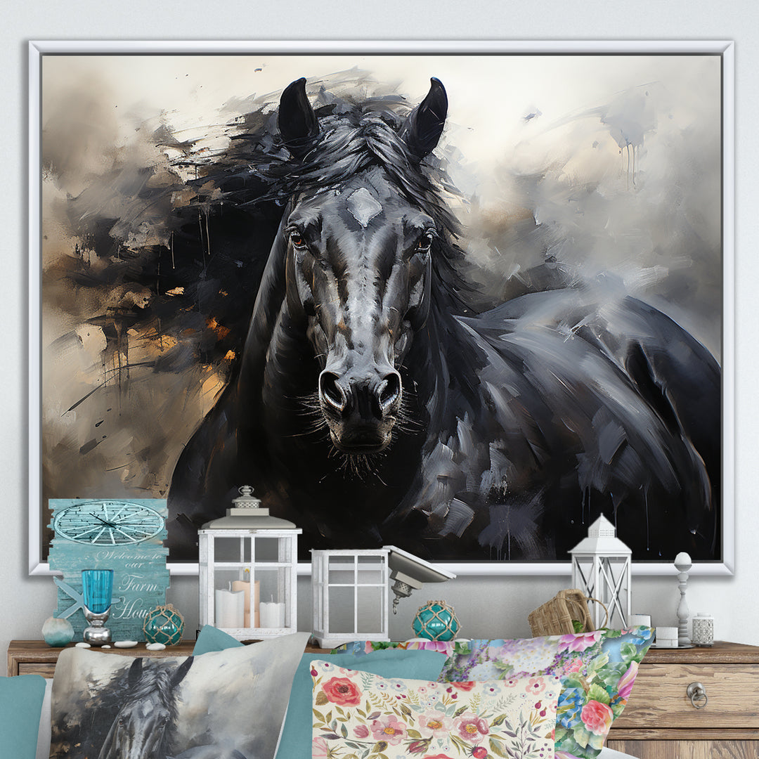 Black Stallion In Motion - Horse Wall Art Prints