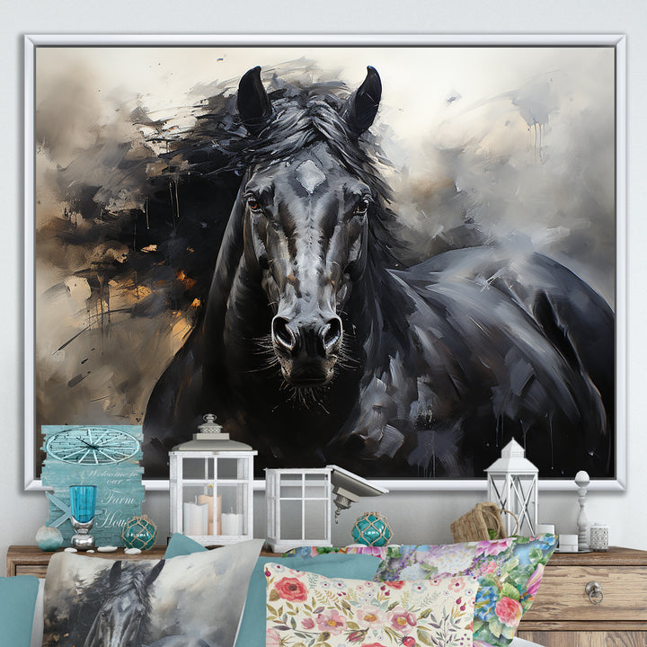 Black Stallion In Motion - Horse Wall Art Prints