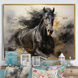 Black Stallion In Motion I - Animals Canvas Wall Art