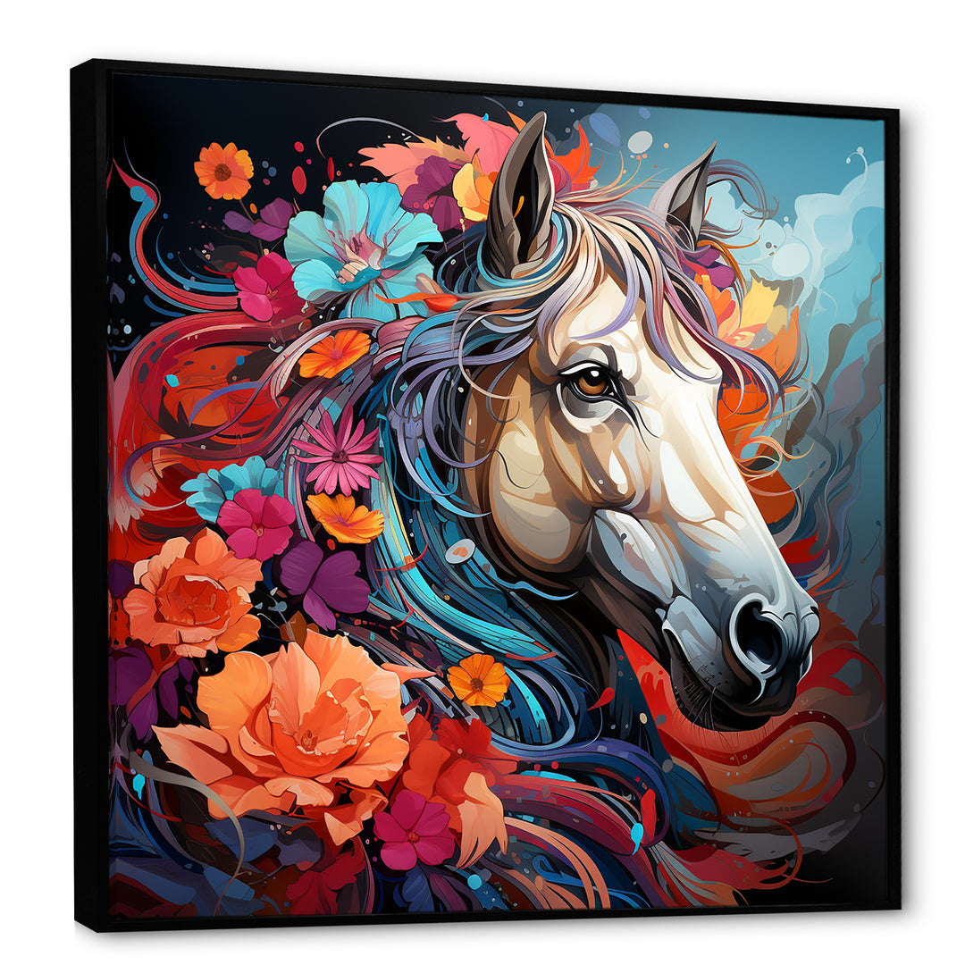 Popart Horse Portrait - Horse Large Canvas Wall Art