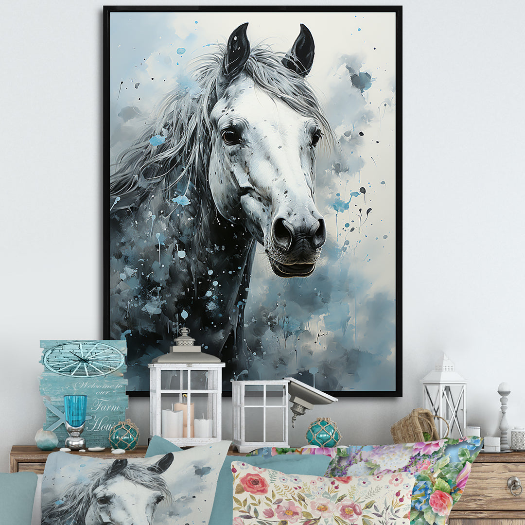 Surrealism Inspired Painting Showcasing A Horse - Gray Horse Wall Art
