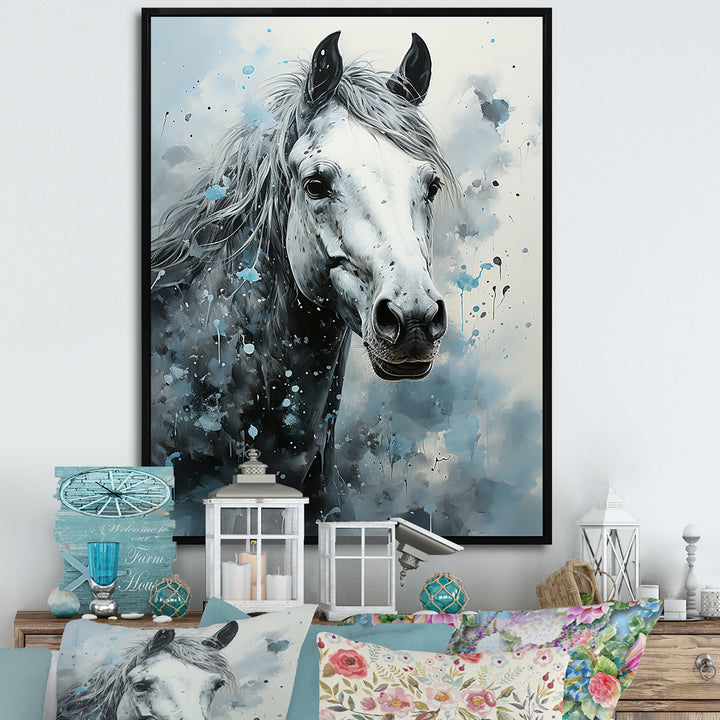 Surrealism Inspired Painting Showcasing A Horse - Gray Horse Wall Art