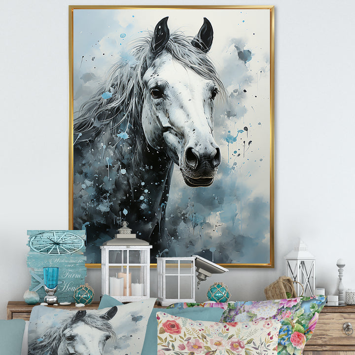 Surrealism Inspired Painting Showcasing A Horse - Gray Horse Wall Art